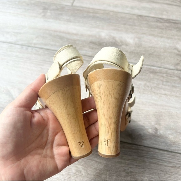 Frye Dolly Buckle Wood Sandals in White - Picture 10 of 16